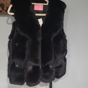 Women's Black Faux Fur Vest